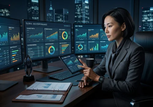 CEO analisando relatórios de SEO